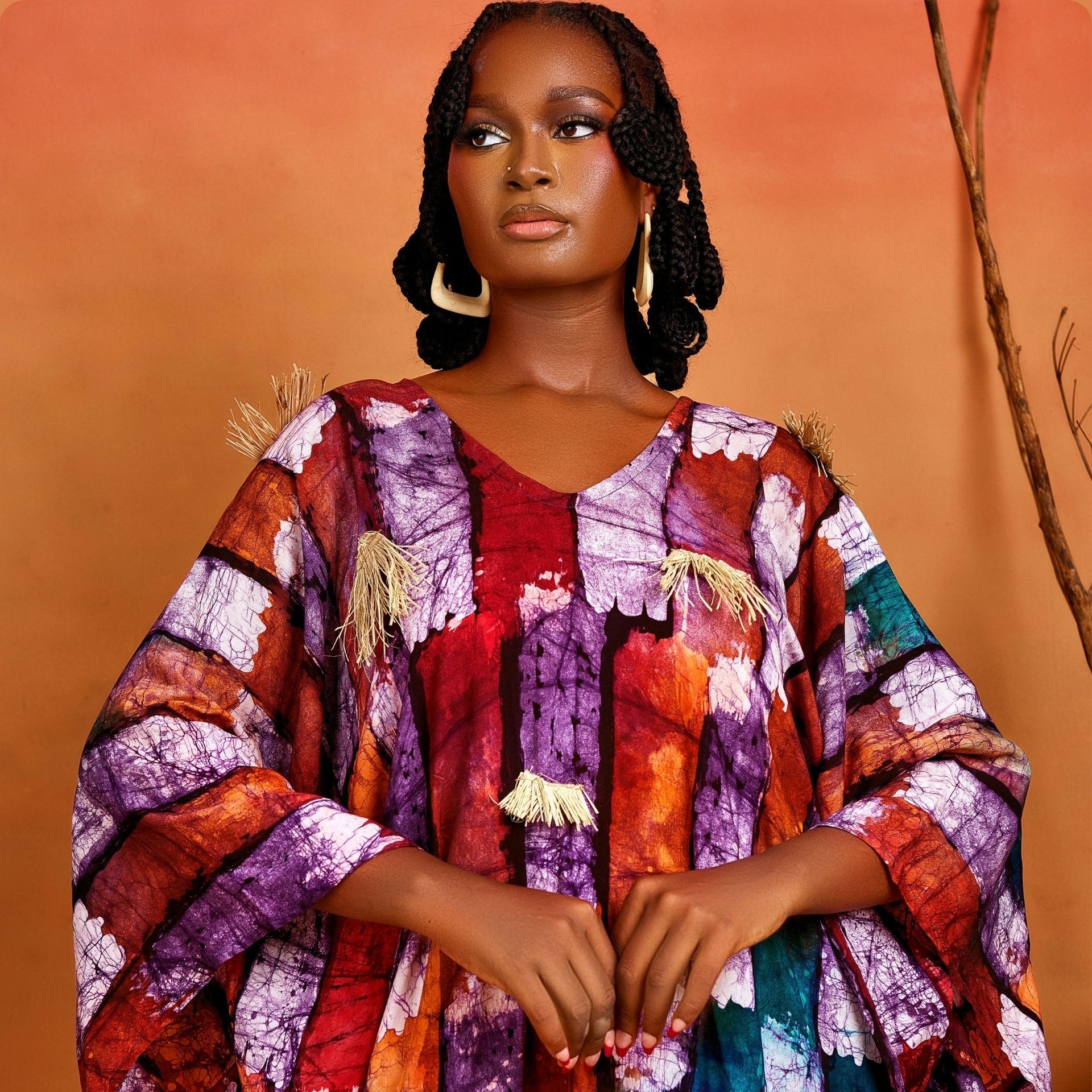Àbíkẹ́ Kaftan – Hand-Dyed Tie & Dye Cotton with Raffia Embellishments | Amazin Apparels  