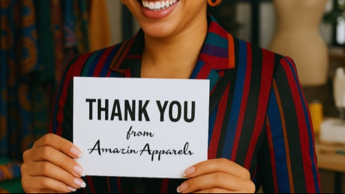 Model holdingin a Thank you card