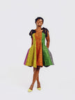 Front-view of a model wearing Cynthia Colourful Ankara Dress | Amazin Apparels