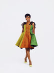 Front-view of a model wearing Cynthia Colourful Ankara Dress | Amazin Apparels
