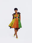 Front-view of a model wearing Cynthia Colourful Ankara Dress | Amazin Apparels