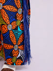 Close-up of the shredded Aso Oke fringe highlighting the floor length